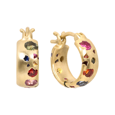 Rainbow Confetti Chubby Hoop Earrings - 12015